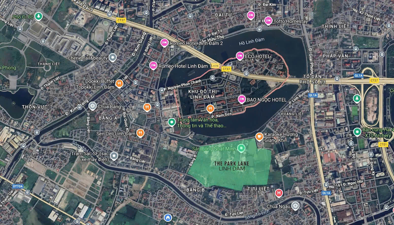 vị trí dự án the park lane linh đàm