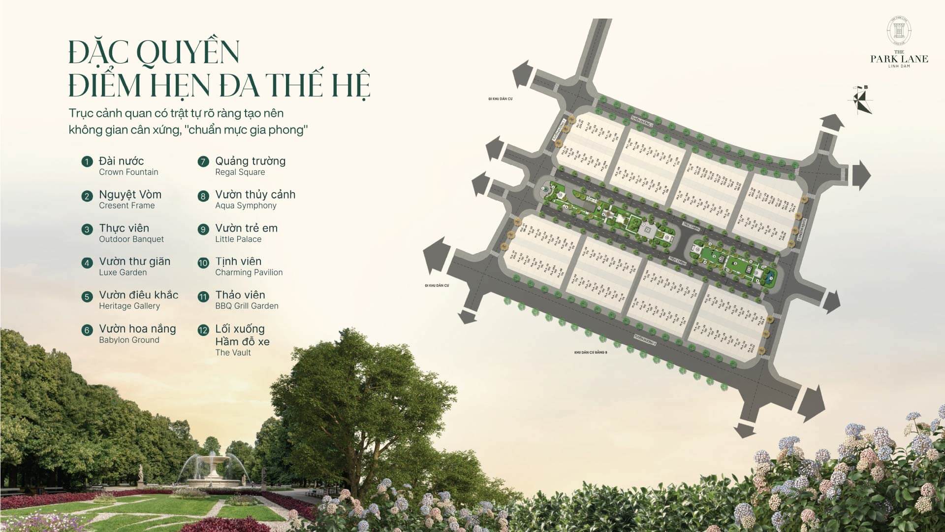 tiện ích dự án the park lane linh đàm