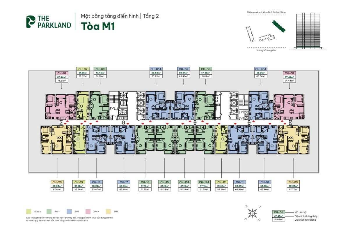 mặt bằng tầng 2 tòa m1 dự án prime garden the parkland imperia ocean city