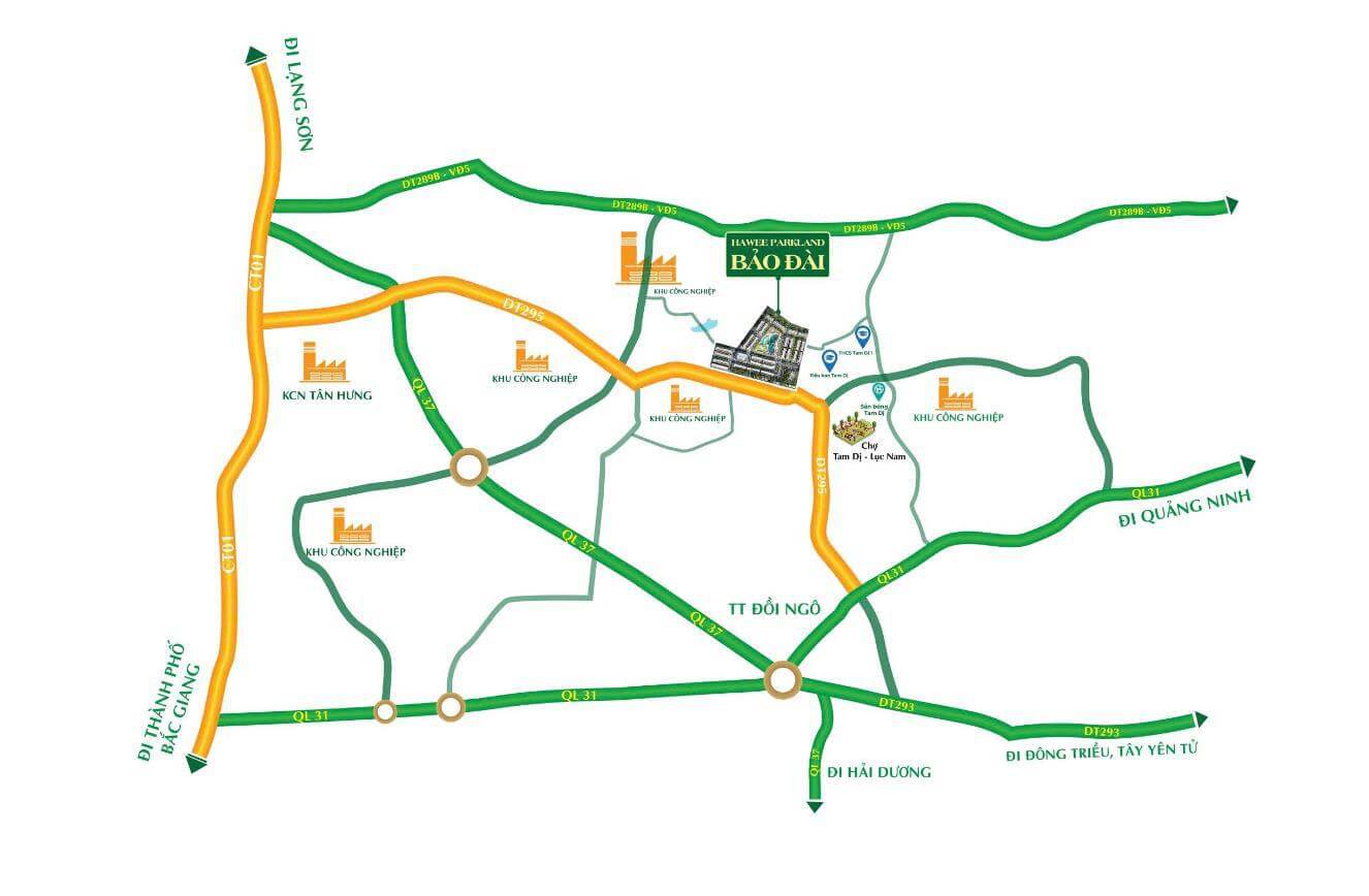 vị trí dự án hawee parkland bảo đài bắc ninh